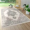 Image de Tapis Intérieur & Extérieur Poils Ras Pour Balcon Terrasse Motif Oriental Beige [Ø 160 cm rond]
