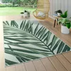 Image de Paco Home Tapis Intérieur Extérieur Vert Beige Motif Palmier Terrasse Balcon Tissage Plat 150 cm carré