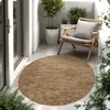 Image de Paco Home Tapis Extérieur Balcon Terrasse Tapis Cuisine Uni Moucheté Marron Beige 160 cm rond