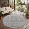 Image de Paco Home Tapis Exterieur Terrasse Balcon Tapis Cuisine Moderne Motif Boho Losange Gris Gris 80 cm rond