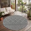 Image de Paco Home Tapis Exterieur Terrasse Balcon Tapis Cuisine Moderne Motif Boho Losange Gris Gris foncé 80 cm rond