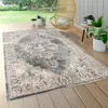 Image de Paco Home Tapis Exterieur Terrasse Balcon Tapis Cuisine Motif Marocain Ornements Gris 60x100 cm