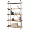 Image de WOLTU Étagère de Rangement Bibliothèque en Bois et Métal à 5 Niveaux91x255x173 cm Noir+ Chêne Clair
