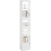 Image de WOLTU Bibliothèque Étagère Étroite et Haute avec 6 Compartiments 2 Tiroirs et 1 Porte en Bois Composé Blanc W0ATT0328
