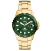 Image de Montre Fossil - Hommes - FS6030 - Doré Acier inoxydable - 42 mm - Vert - Bracelet Acier - 10 bar