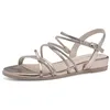 Image de Tamaris Nu-pieds femme violet cuir & synthétique   talon plat confortable
