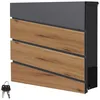 Image de Boîte aux lettres murale anthracite design bois avec 2 clés inclus 11x37x265 cm