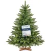 Image de FairyTrees Sapin de Noël Artificiel 120 cm NORDMANN Arbre de Noël avec Support en Bois Sapin avec Tronc Vert Made in EU