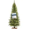 Image de FairyTrees Sapin de Noël Artificiel 180cm NORDMANN SLIM Arbre de Noël avec Support en Bois Sapin avec Tronc Marron Made in EU