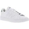 Image de Tennis blanches et vertes à talon plat avec logo vert et à lacets plats