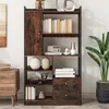 Image de Bibliothèque - DREAMMESPACE - 100x30x173.5cm - 6 étagères - Style industriel - Marron noir