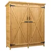 Image de Wiltec Abri de jardin   1350 x 500 x 1540 mm   en bois d’Épicéa   avec Toit en bitume et 2 portes   Cabane Remise pour rangement out
