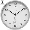 Image de MONZANA® Horloge murale radio pilotée à quartz silencieuse blanc/argent Ø 31cm trotteuse Changement dheure automatique