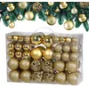 Image de Lot de 100 boules de Noël en plastique robuste Décoration de Noël intérieur extérieur Décoration pour sapin or