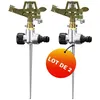 Image de 2x Arroseur jardin sprinkler piquet de terre irrigation jusqu’à 24m 360° embout pulvérisation irrigateur arroseur à impulsions max.