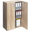 Image de CASARIA® Armoire de rangement 2 portes 1155x60x30 cm chêne Meuble mi-haut avec étagères réglables Armoire mi-haute bureau salon