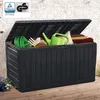 Image de Coffre de rangement DEUBA® extérieur Noir - Marvel - 117x45x57cm Roulettes 270 L poignées latérales Malle de rangement jardin