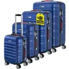 Image de Set de 4 valises rigides Bleu S/M/L/XL 4 Roues 360° Bagage poignée télescopique Plastique ABS Serrure Cadenas à Combinaison