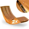 Image de Lot de 2x Chaises Longues de jardin CASARIA® Bois dacacia certifié FSC à Bascule Fonction pliable - Transat Bain de Soleil
