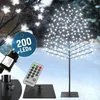 Image de MONZANA® Arbre lumineux 200 LED 180 cm minuterie 8 modes de lumière résistant aux intempéries décoration Noël cerisier