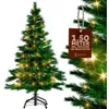 Image de CASARIA® Sapin de Noël artificiel 150 cm vert guirlande lumineuse 100 LED blanc-chaud arbre réaliste PVC 360 branches réutilisable