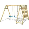 Image de Balançoire double WICKEY Smart Cliff avec mur d’escalade et 2 sièges bleu   10 ans de garantie*