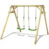 Image de Balançoire double bois WICKEY Smart Move avec 2 sièges vert pomme réglables pour jardin   10 ans de garantie*