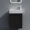 Image de doporro Petit Meuble sous Vasque Noir Texturé et Vasque 46cm Ensemble de 2 Pièces de Meuble de Salle de Bain Design Pisa