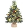 Image de Yorbay Mini Sapin de Noël Artificiel 40 cm Petit Sapin de Noël de Table 20 LED avec des pommes de pin