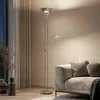 Image de Lampadaire à éclairage indirect ampoules LED - Lindby - lampadaire salon - - nickel satiné blanc