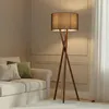 Image de Lampadaire salon - Lucande - lampe sur pied - Tissu textile Bois - noir noyer
