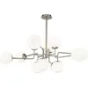 Image de Suspension Lustre 12 lampes - Maytoni - Moderne Art Deco - Métal Nickel - Abat-jours verre blanc E14 non incl