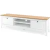 Image de Meuble TV 2 tiroirs - Décor chêne artisan et blanc - L 160 x P 45 x H 40 cm - BERGEN