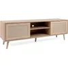 Image de Meuble TV 2 portes 2 tiroirs - Panneaux de particule 15 mm MDF - Décor chêne sonoma - L 150 x P 40 x H 52 cm - BALI