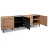 Image de Buffet Bas / Meuble TV NOLA - Décor chêne et noir - 4 portes - L 200 x P 42 x H 65 cm