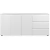 Image de CALICOSY - Buffet 3 portes 3 tiroirs et 2 étagères - L178 5 x H80 cm - Blanc