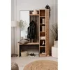 Image de Vestiaire dentrée avec miroir banc et porte - Décor Chêne artisan et gris anthracite - L122 x P37 x H190cm - Style industriel