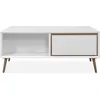 Image de Table basse - ARONA - Rectangulaire - Blanc / Chêne artisan - 94 x 40 x 55 cm