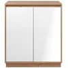 Image de CALICOSY - Petit buffet 2 portes L79 cm - PHOENIX - Chêne artisan / Blanc brillant