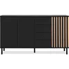 Image de Buffet - MONZA - Décor noir / chêne artisan - 3 portes - 4 tiroirs - 160 x 90 x 40 cm