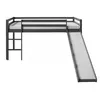 Image de Lit mezzanine enfant HOMESTYLE4U - Gris - Toboggan et échelle - 90x200cm
