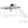 Image de Lit mezzanine avec matelas sommier à lattes et toboggan 90 x 200 cm lit denfant blanc en bois massif