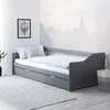Image de Lit en bois 90 x 200 cm gris convertible en lit double couchette avec sommier à lattes combinable avec un lit Duo