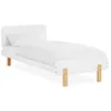 Image de Lit Simple 90x200 Bois Massif Blanc Retro Scandinave avec Sommier - Idéal Studio & Logement Étudiant