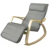 Image de SoBuy® FST16-DG Fauteuil à Bascule avec Repose-Pied Réglable Design Rocking Chair Fauteuil Relax Bouleau Flexible (Gris)