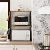 Image de SoBuy Étagères Micro-Ondes de Cuisine Support Double pour Four à Micro-Ondes Cadre en Fer Charge Max 40 kg