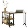 Image de SoBuy FWT83-PF Table dappoint Rotative Table Console Mobile avec 2 étagères et 6 roulettes - 133 x 30 x 69 cm