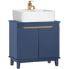 Image de SoBuy Meuble sous vasque BZR113-B - 2 Portes - Bleu foncé - L60 x P30 x H59