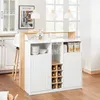 Image de Îlot Cuisine SoBuy Meuble Rangement avec Porte Bouteilles 8 Cases 2 Portes Range Verres Buffet Bar Cuisine Salon Blanc 105x60x105cm