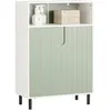 Image de Meuble Bas Salle de Bain BZR138-GR SoBuy - 1 Compartiment Ouvert - 2 Portes - 60x30x87 cm - Vert